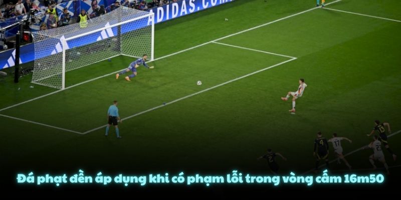 Đá phạt đền áp dụng khi có phạm lỗi trong vòng cấm 16m50